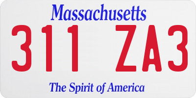 MA license plate 311ZA3