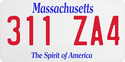 MA license plate 311ZA4