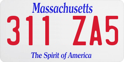 MA license plate 311ZA5