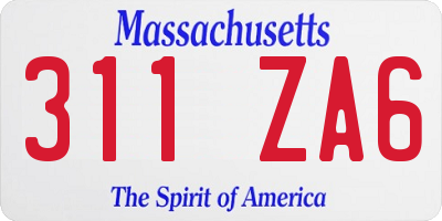 MA license plate 311ZA6