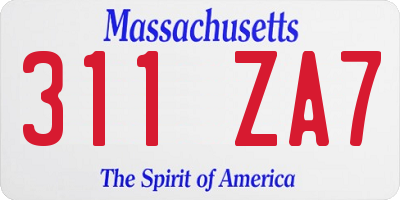 MA license plate 311ZA7