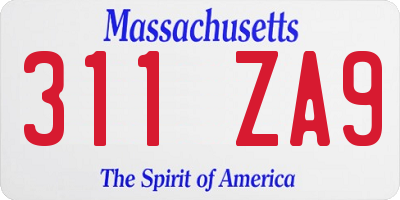 MA license plate 311ZA9