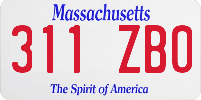 MA license plate 311ZB0
