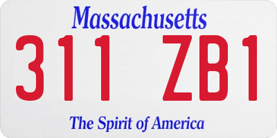 MA license plate 311ZB1