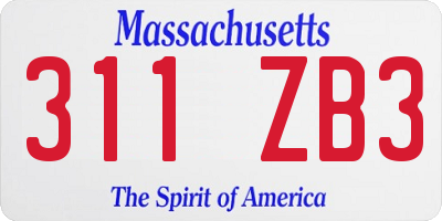 MA license plate 311ZB3