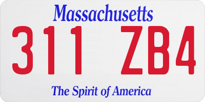 MA license plate 311ZB4