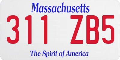 MA license plate 311ZB5