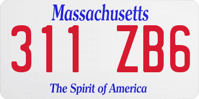 MA license plate 311ZB6