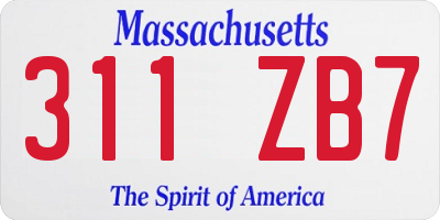 MA license plate 311ZB7
