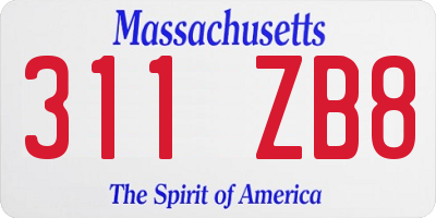 MA license plate 311ZB8