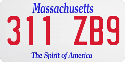 MA license plate 311ZB9