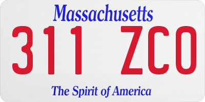 MA license plate 311ZC0