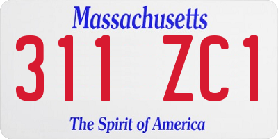 MA license plate 311ZC1