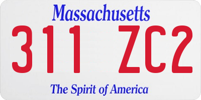 MA license plate 311ZC2