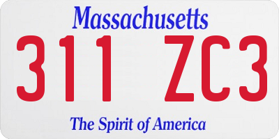 MA license plate 311ZC3