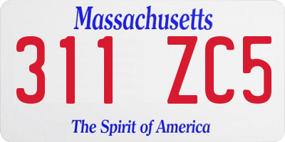 MA license plate 311ZC5