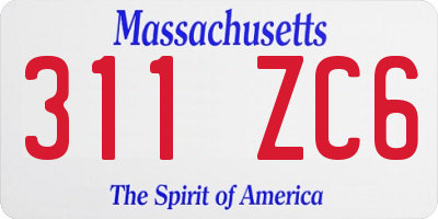 MA license plate 311ZC6