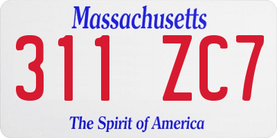 MA license plate 311ZC7