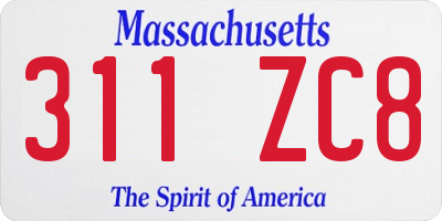 MA license plate 311ZC8