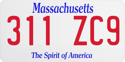 MA license plate 311ZC9