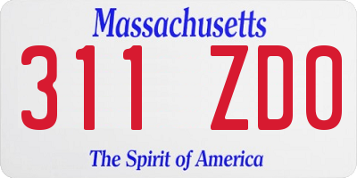 MA license plate 311ZD0