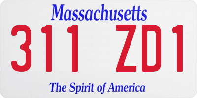 MA license plate 311ZD1