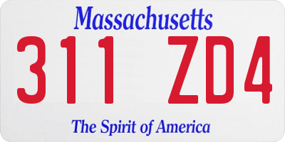 MA license plate 311ZD4