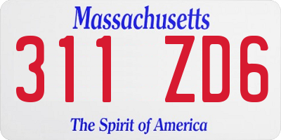 MA license plate 311ZD6