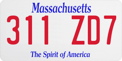 MA license plate 311ZD7