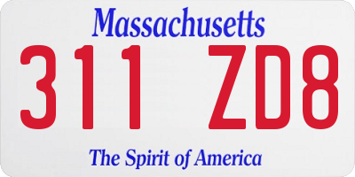 MA license plate 311ZD8