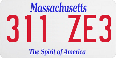 MA license plate 311ZE3