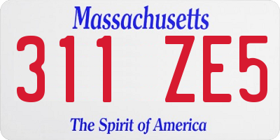 MA license plate 311ZE5