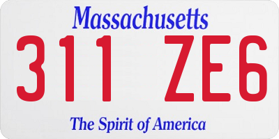 MA license plate 311ZE6