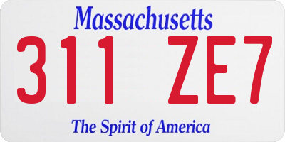 MA license plate 311ZE7