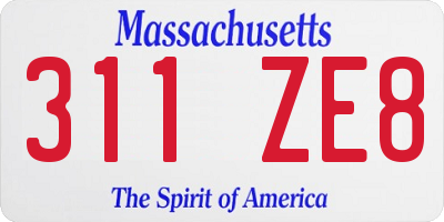MA license plate 311ZE8