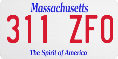 MA license plate 311ZF0