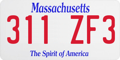 MA license plate 311ZF3