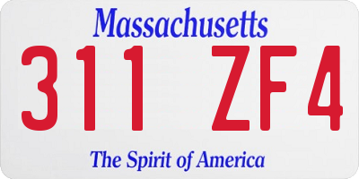 MA license plate 311ZF4
