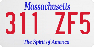 MA license plate 311ZF5