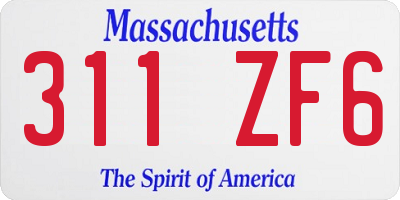 MA license plate 311ZF6