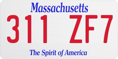 MA license plate 311ZF7