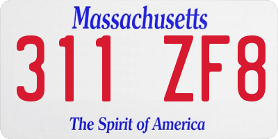 MA license plate 311ZF8