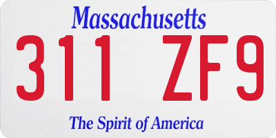 MA license plate 311ZF9