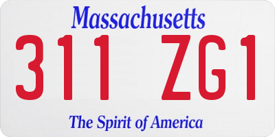 MA license plate 311ZG1