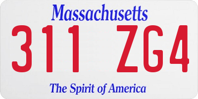 MA license plate 311ZG4