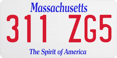 MA license plate 311ZG5