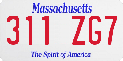 MA license plate 311ZG7