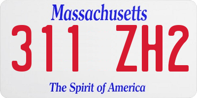 MA license plate 311ZH2