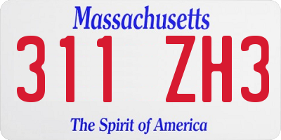 MA license plate 311ZH3