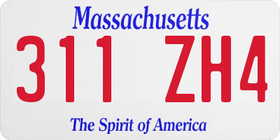 MA license plate 311ZH4